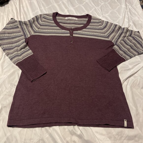 Woolrich Womens XL Thermal Shirt Fig/Purple Layering 1/4 Button - Picture 1 of 13